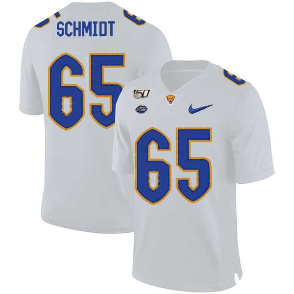 Pittsburgh Panthers 65 Joe Schmidt White 150th Anniversary Patch Nike College Football Jersey Dzhi